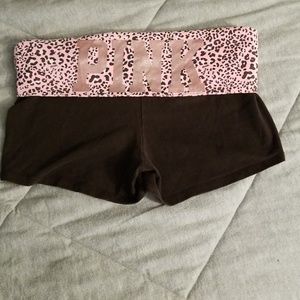 PINK cheetah yoga shorts